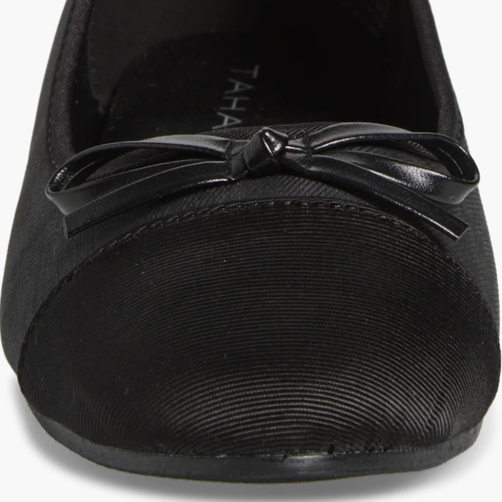 Tahari Geneva Cap-Toe Soft Twill Ballet Flat I Black I New in Box
